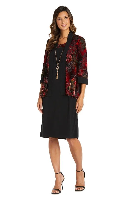 Ruffled maxi dresses with a tiered skirt for added volume R&M Richards 7679 Short Piece Velvet Jacket Dress